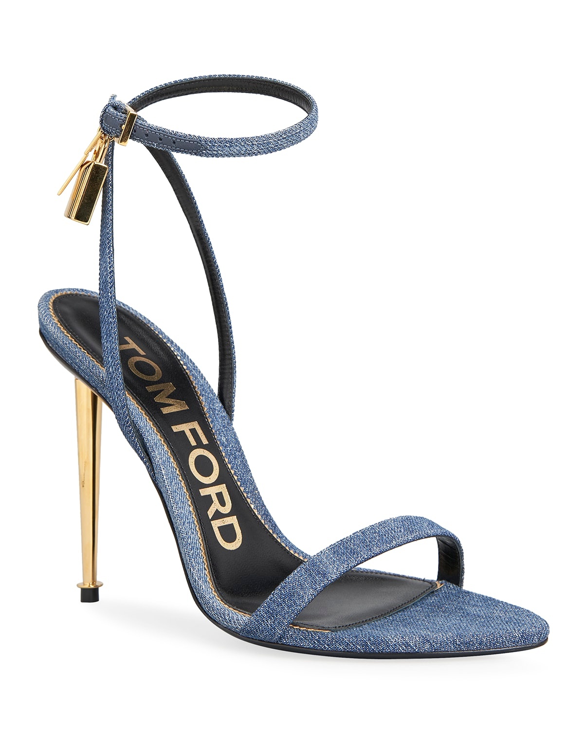 Lock Metallic Stiletto Sandals | Neiman Marcus | ShopRunner