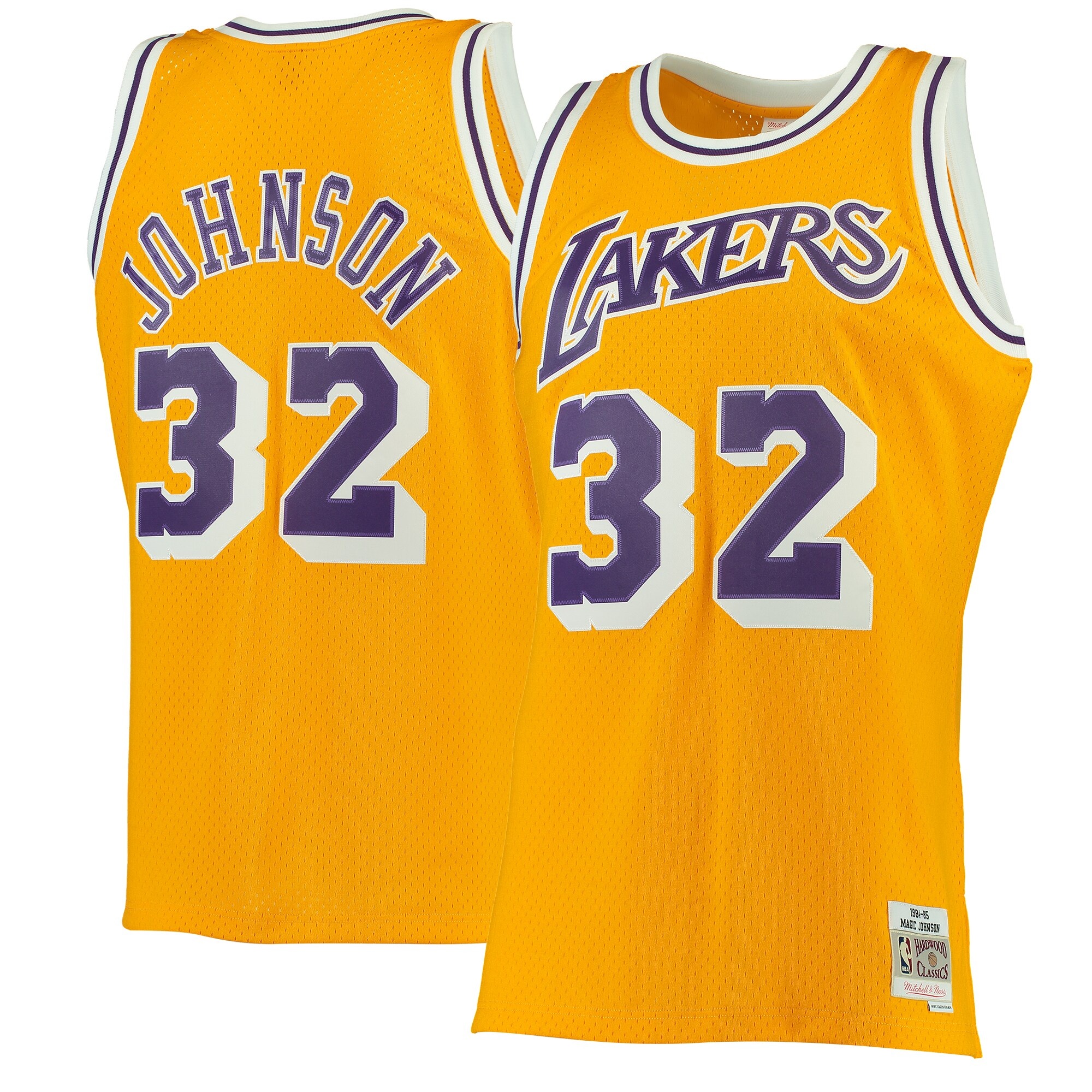 Men's Los Angeles Lakers James Worthy Mitchell & Ness Gold 1984-85 Hardwood Classics Swingman Jersey