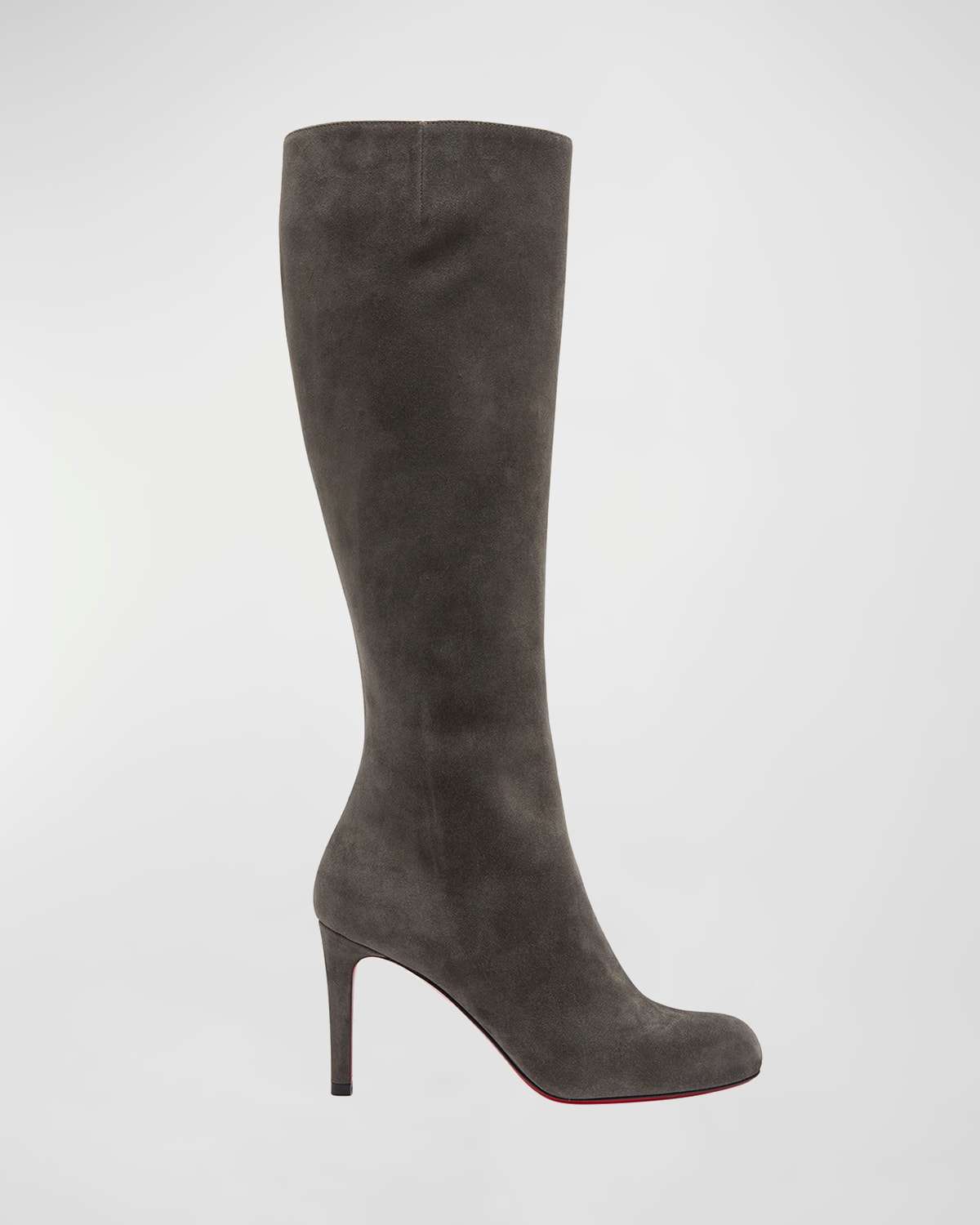 Christian Louboutin Brodeback Lug Botta Alta Shearling-Lined Red Sole Knee-High Boots