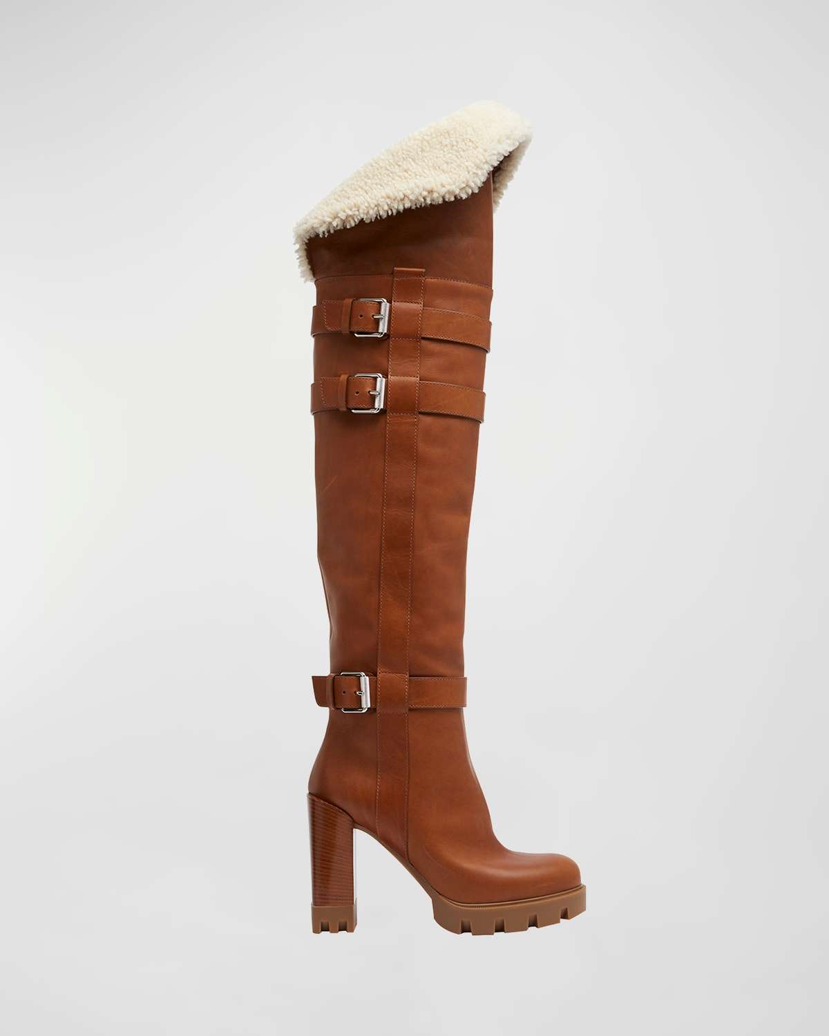 Pumppie Botta Red Sole Suede Knee-High Boots