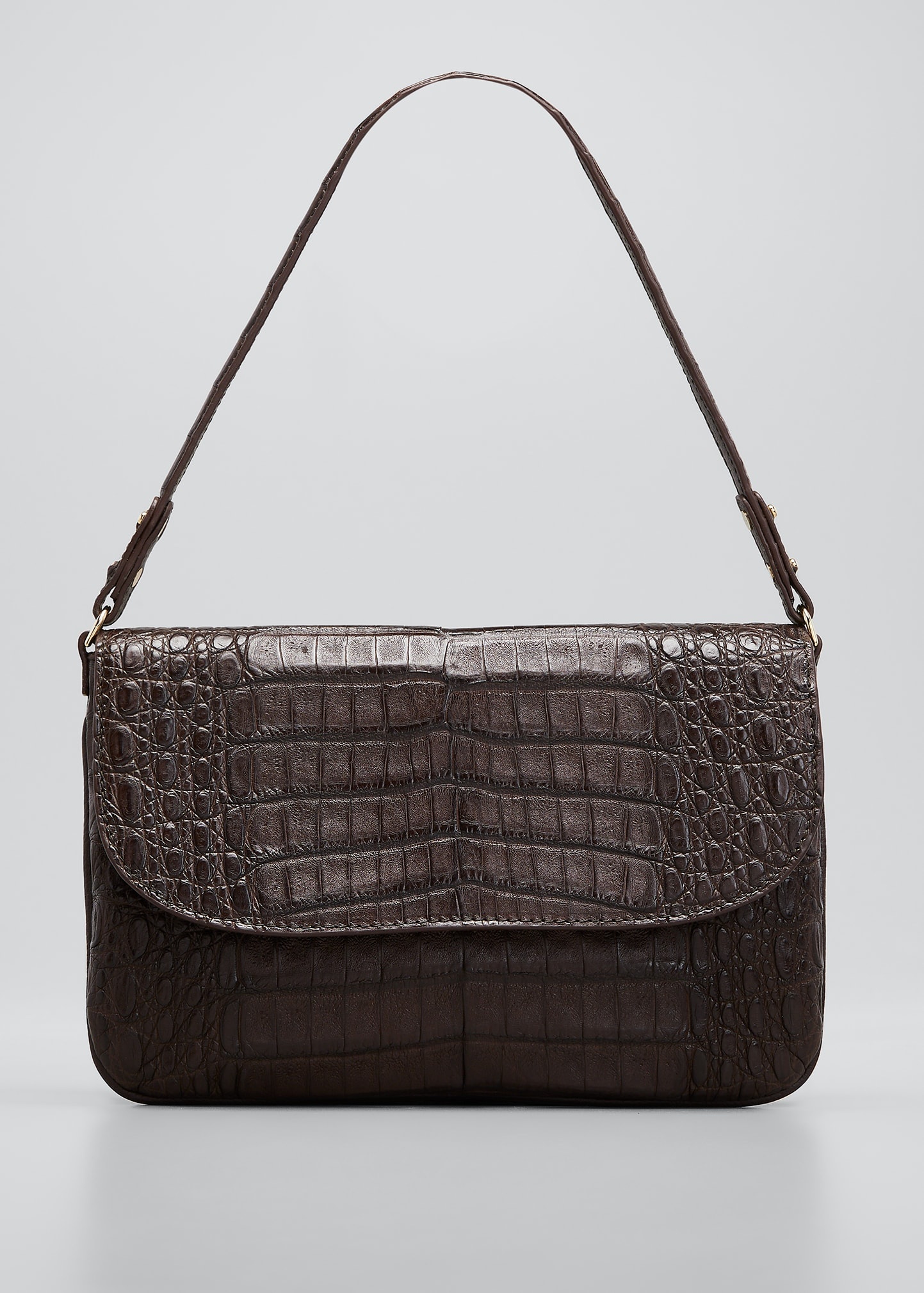 Maria Oliver Malala Glazed Crocodile Crossbody Bag Black