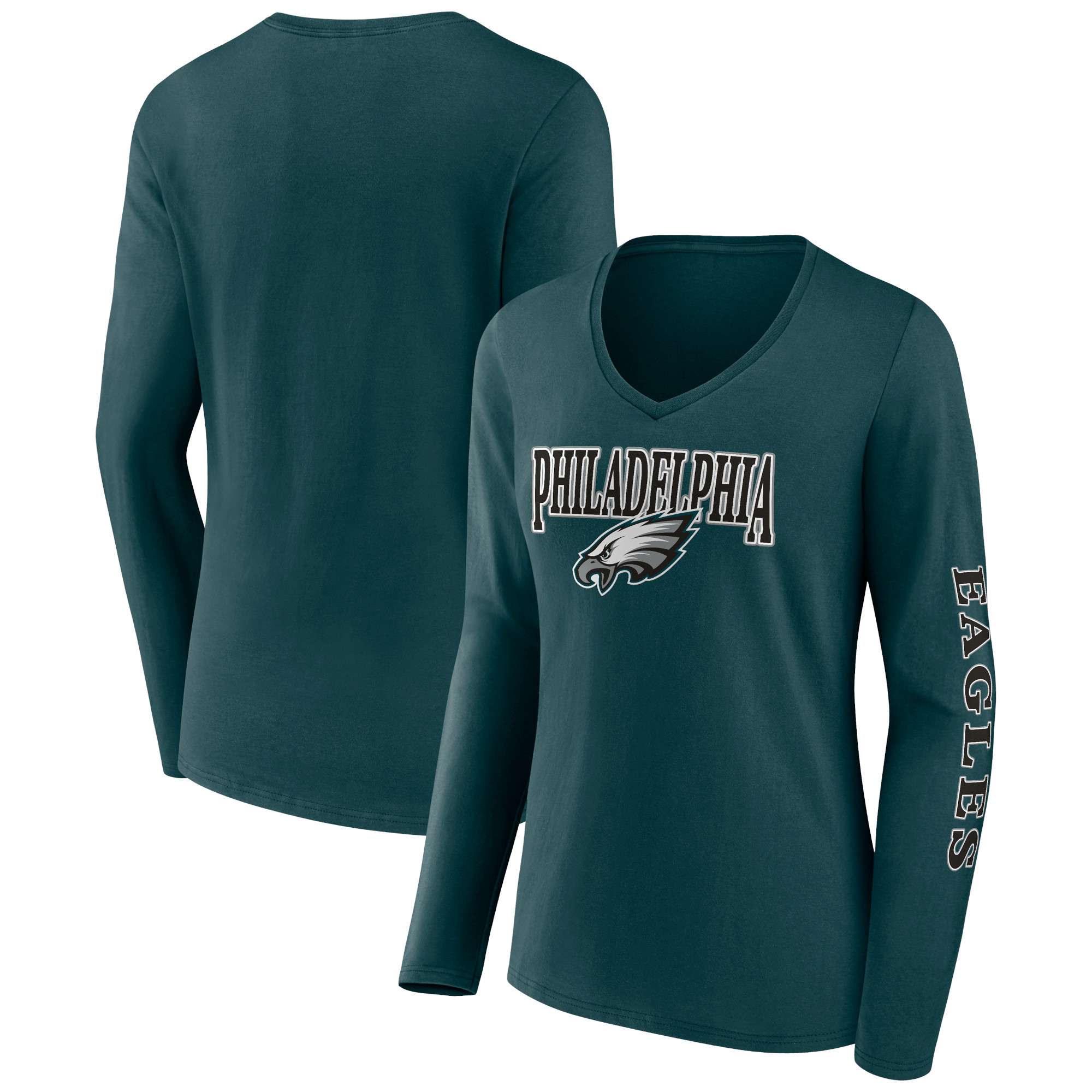 New Era / Women's Philadelphia Eagles Green Lace-Up V-Neck T