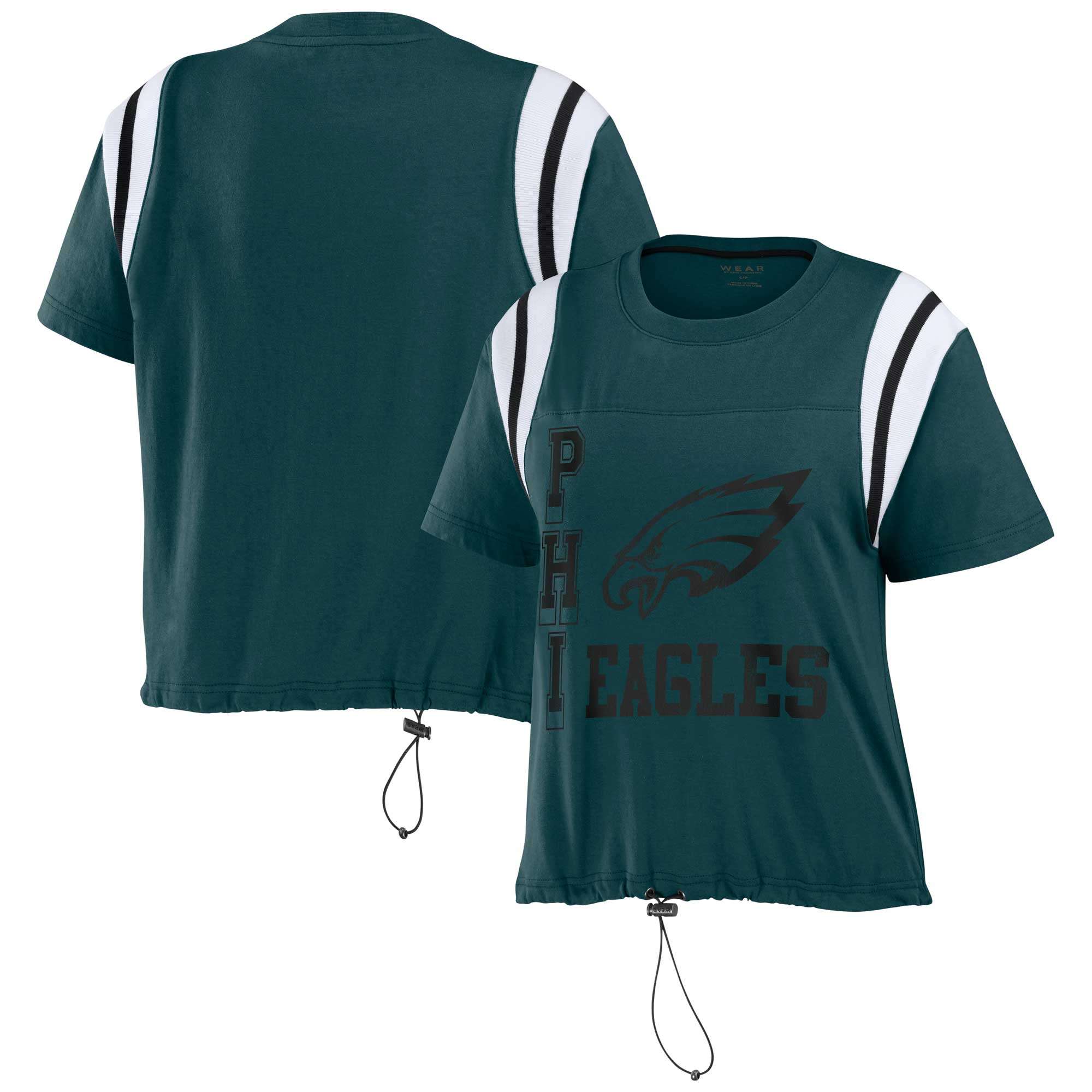 Philadelphia Eagles Fanatics Branded Women's Plus Size Even Match Lace-Up  Long Sleeve V-Neck Top - White/Green