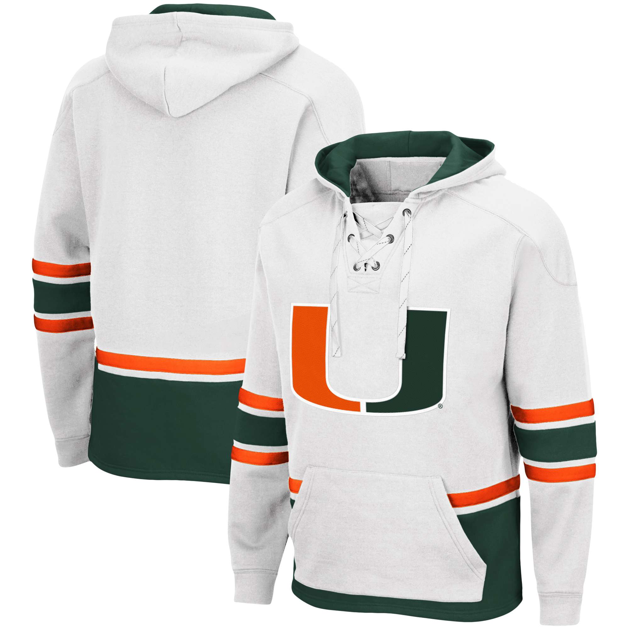 Men's Colosseum Black Miami Hurricanes Arch & Logo 3.0 Pullover Hoodie